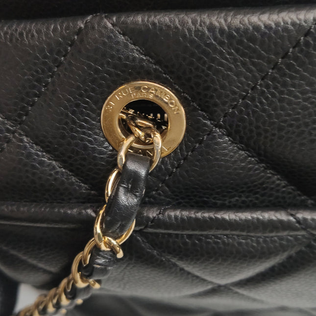 Chanel PST Petite Shopping Tote Black Caviar Leather CC Logo Gold Hardware 2012-13