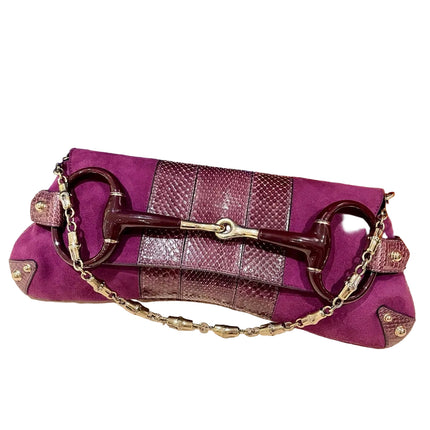 Gucci Horsebit 1955 Chain Vintage Large Purple Suede Shoulder Bag-Luxbags