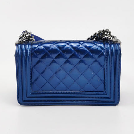 Chanel Le Boy Small Electric Royal Blue Patent Leather Bag