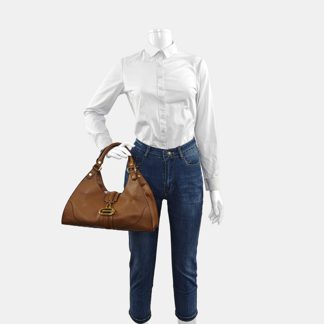 Gucci Junco Bag Tan Brown Graind Leather Handbag