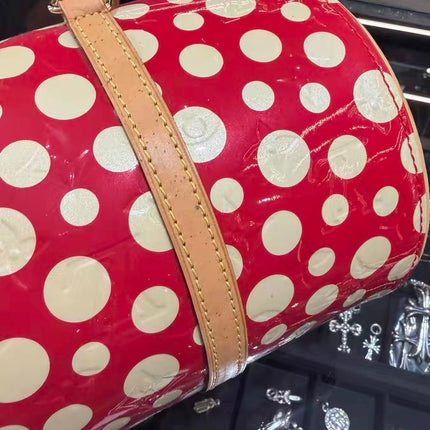 Louis Vuitton x Kusama Papillon 28 Red Polka Dots Patent Leather Handbag