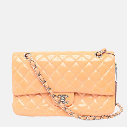 Chanel Classic Flap Medium Pink Orange Patent Leather Silver HW, 2012-2013-Luxbags