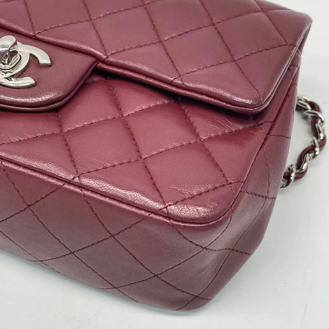 Chanel Classic Flap Rectangular Mini Burgundy Lambskin Silver HW, 2019