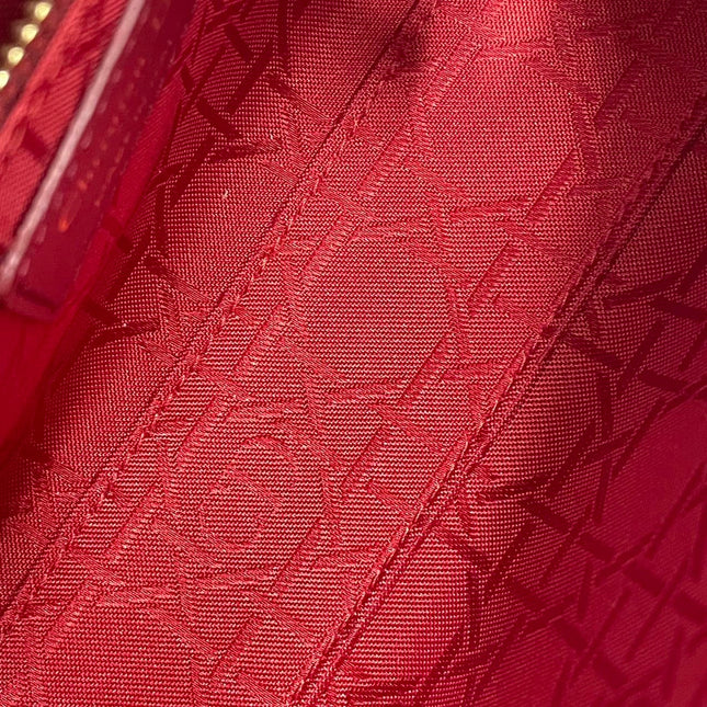 Lady Dior Mini Burgundy Lambskin Leather Gold HW Chain Strap
