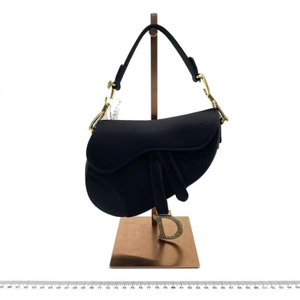 Dior Saddle Mini Silk Black with Crystal Embedded Buckles