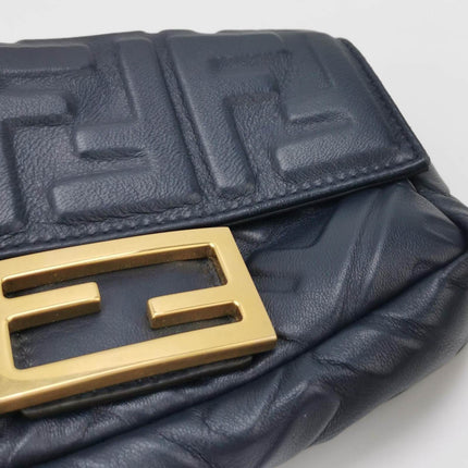 Sold Fendi Baguette Mini Navy Nappa Leather Crossbody Bag