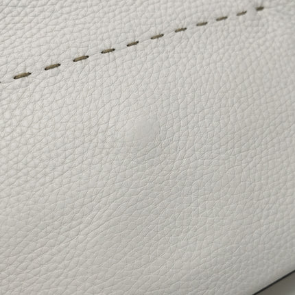 Fendi Baguette Selleria Medium White Calfskin Leather Crossbody Bag