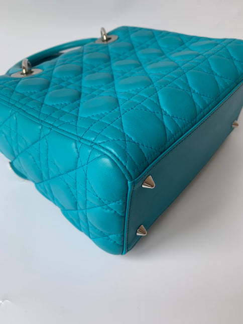 Sold Lady Dior Medium Bag Blue Cannage Lambskin Leather