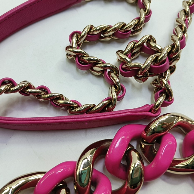 Chanel Elegant Gold Chain Resin Bi-color Single Flap Bag Small Pink