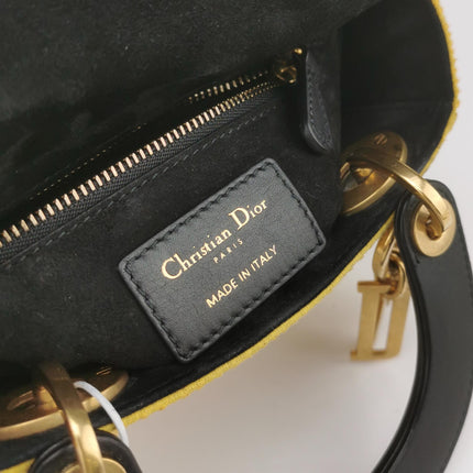 Lady Dior Mini Limited Edition Yellow Star and Bee Beaded Handbag 2017