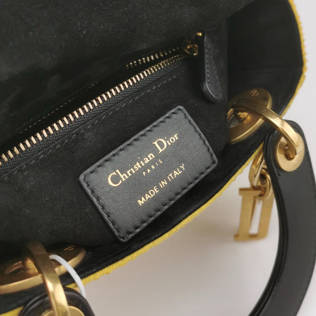 Lady Dior Mini Limited Edition Yellow Star and Bee Beaded Handbag 2017