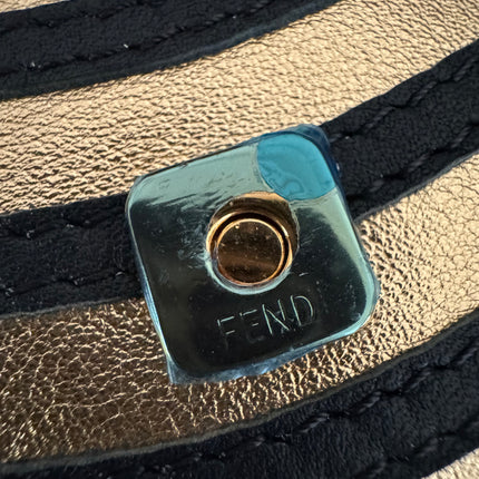 Fendi Nano Baguette Charm Gold Shiny Leather with Black Paints