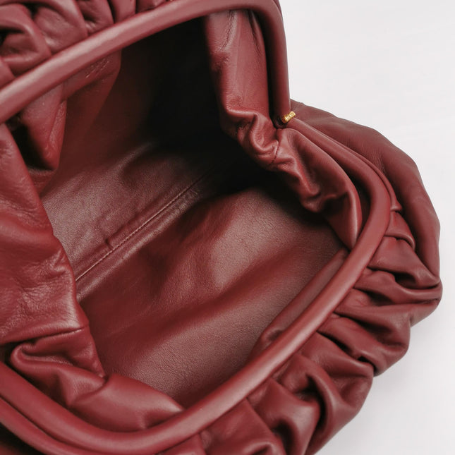 Bottega Veneta Pouch Calfskin Leather Burgundy Large