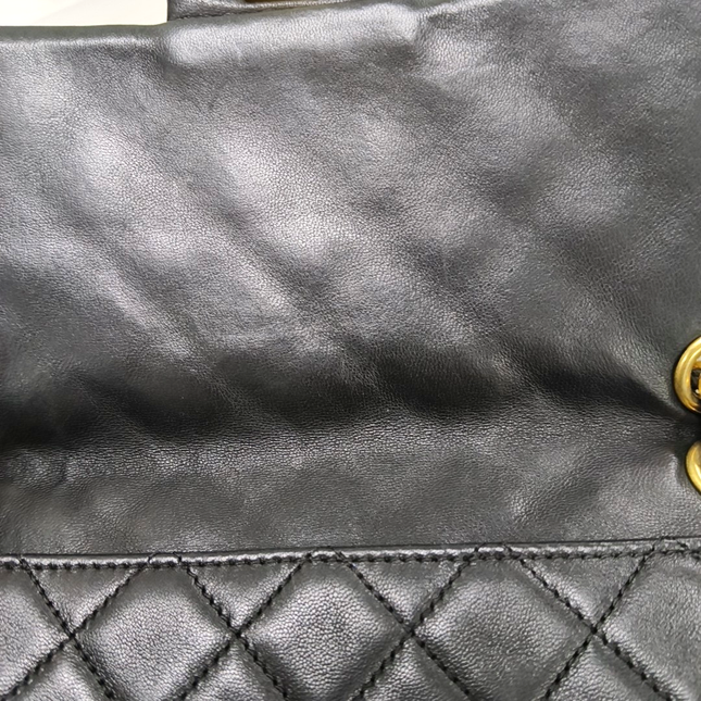 Chanel Classic Flap Medium Black Lambskin Leather Valentine Marine Charms