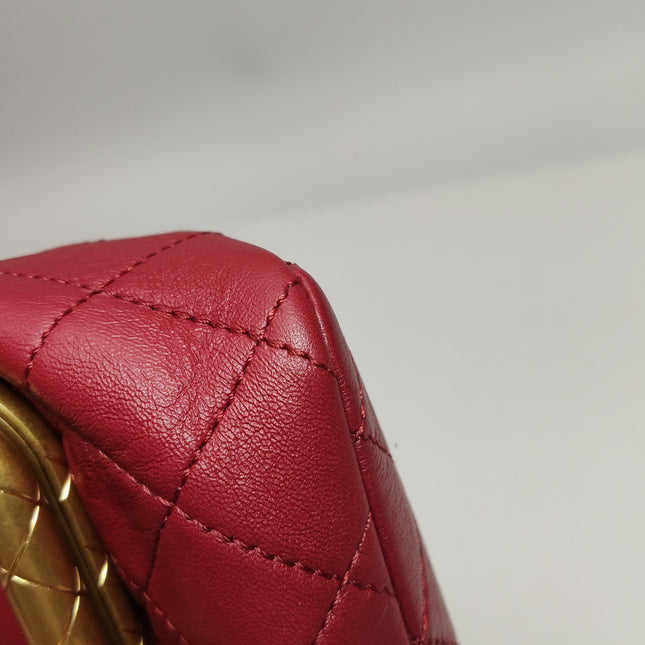 Chanel Kiss Lock Clasp Bag Super Mini Red Lambskin Leather Gold-tone Hardware, 2020
