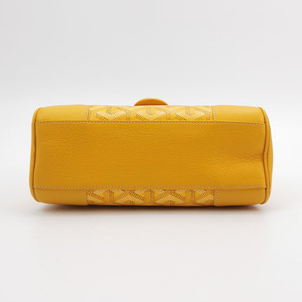 Goyard Saigon Mini Yellow Canvas and Leather Wooden Top Handle Crossbody Bag