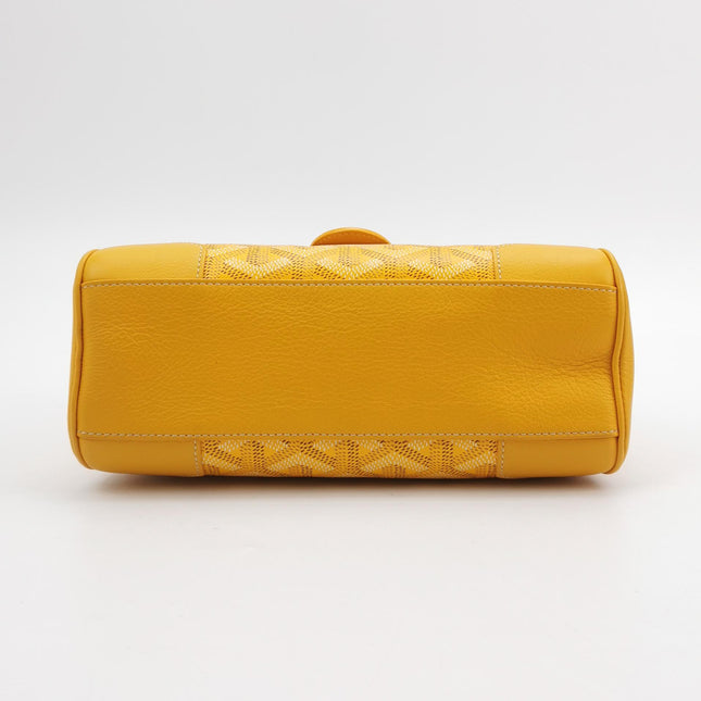Goyard Saigon Mini Yellow Canvas and Leather Wooden Top Handle Crossbody Bag