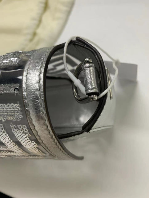 Sold Fendi Baguette Fendi x Nicki Minaj Silver PVC and Leather with Glitter Sequins Crossbody Bag
