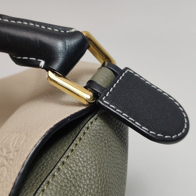 Loewe Puzzle Medium Tricolor Green Beige Calfskin leather bag