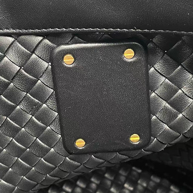Bottega Veneta XXL Snap Tote Black Intrecciato Leather With Pouch