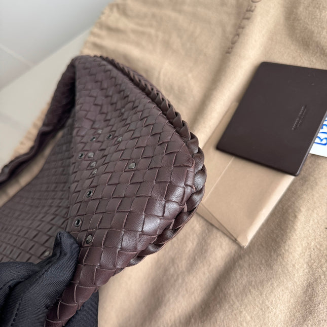 Sold Bottega Veneta Hobo Bag Large Dark Chocolate Brown Lambskin with Studs 47cm
