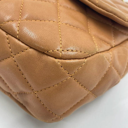 Chanel Seasonal Flap Medium Caramel Tan Brown Leather Valentine Marine Charms