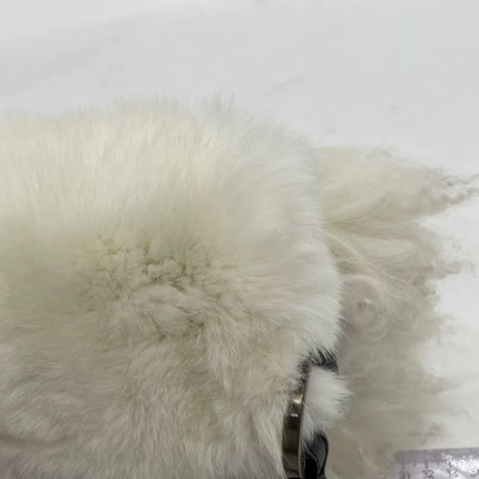 Fendi White Fur FF Logo Flap Shoulder Bag