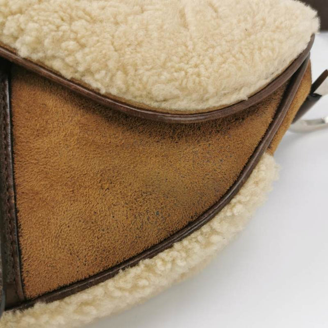 Sold Dior Saddle Vintage Shoulder Bag Shearling Brown and While