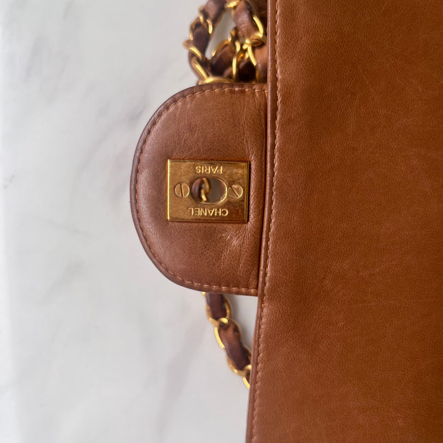 Sold Chanel Double Sided Classic Flap Caramel Leather Handbag