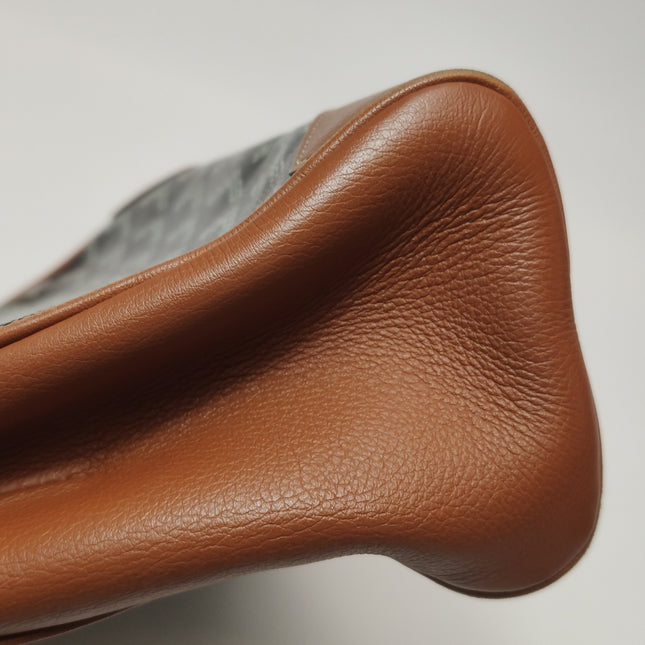 Goyard Saigon Mini Brown Canvas and Leather Wooden Top Handle Crossbody Bag