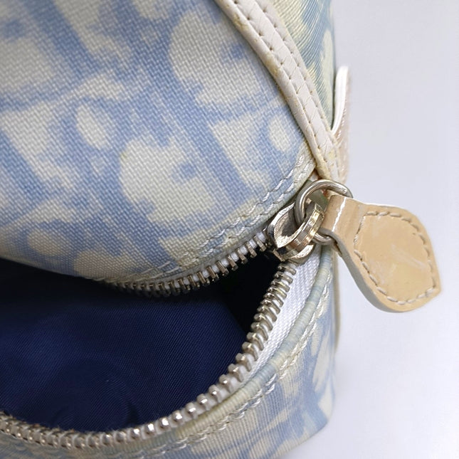 Dior No. 1 Rasta Trotter Bowling Bag Blue Oblique Canvas White Patent Leather