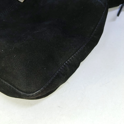 Fendi Mamma Baguette Forever Black Suede Leather Red Buckle