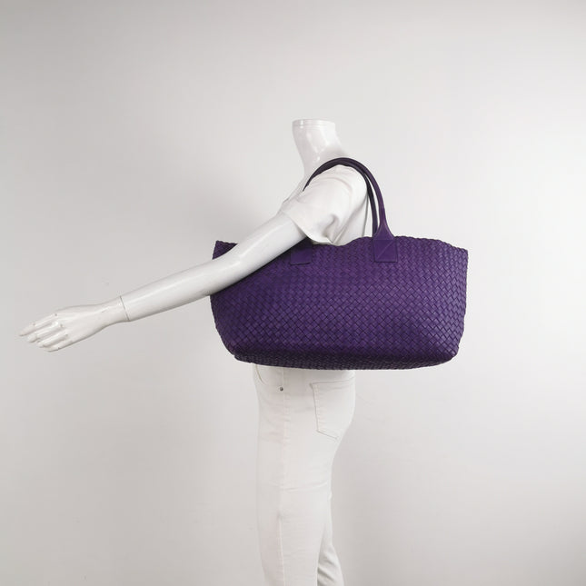 Bottega Veneta Cabat Large Intreccio Leather Tote Bag Purple with Pouch 40cm