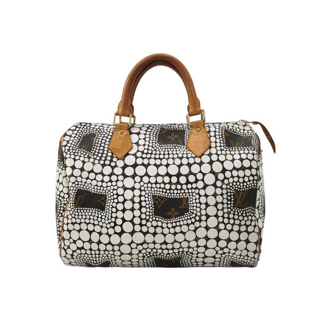 Louis Vuitton Kusama Town Speedy 30 White Top Handle Bag-Luxbags