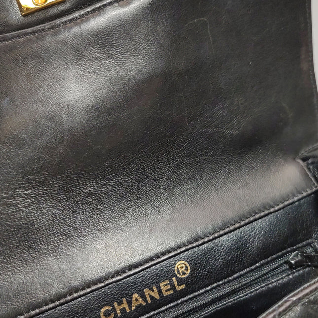 Chanel Double Sided Small Classic Flap Black Lambskin Leather 24k Gold Hardware, 1996-1997