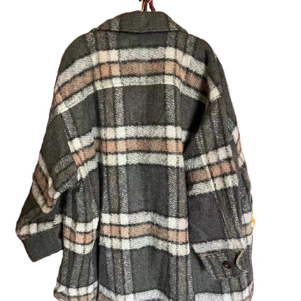 Chloé 2017 Fall/Winter Green Mohair Plaid Coat Oversized Fit Size S