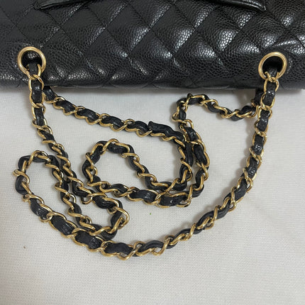 Chanel Classic Flap Medium Black Caviar Leather with 24k Gold Hardware, 2008