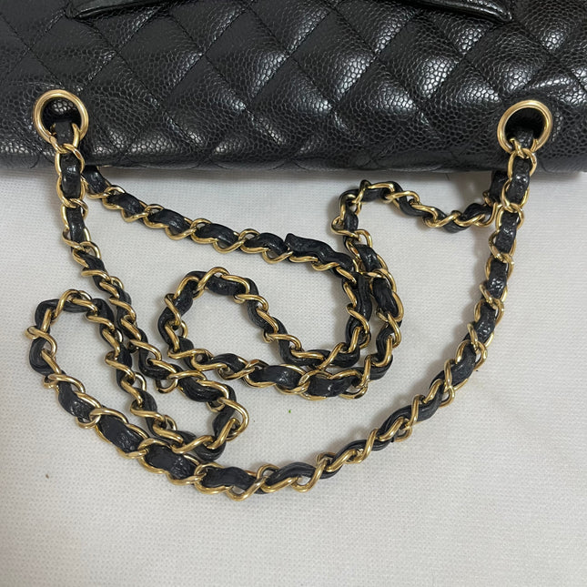 Chanel Classic Flap Medium Black Caviar Leather with 24k Gold Hardware, 2008
