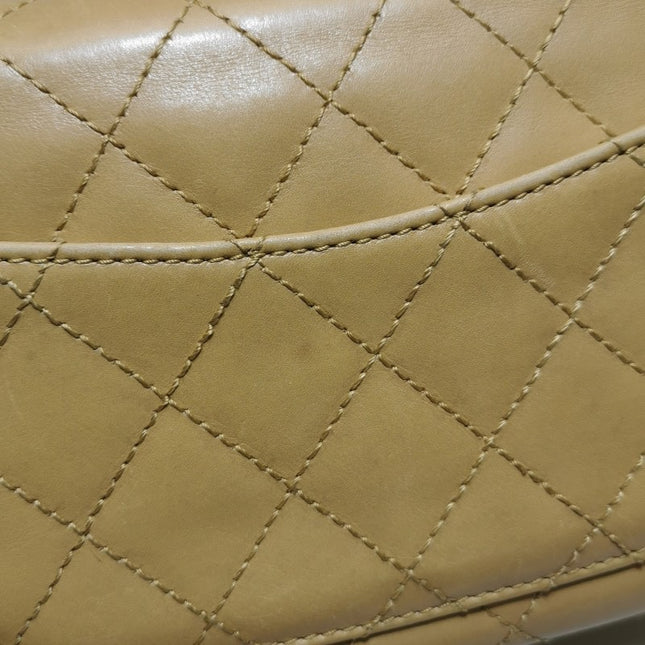 Chanel Classic Flap Vintage Mini Beige Calfskin Bi-color Acrylic Strap Crossbody Bag, 2000-2002
