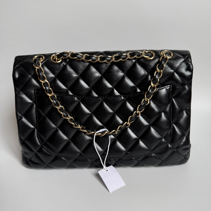 Chanel Classic Flap Jumbo Black Lambskin Leather Single Flap Gold Hardware 2009-2010