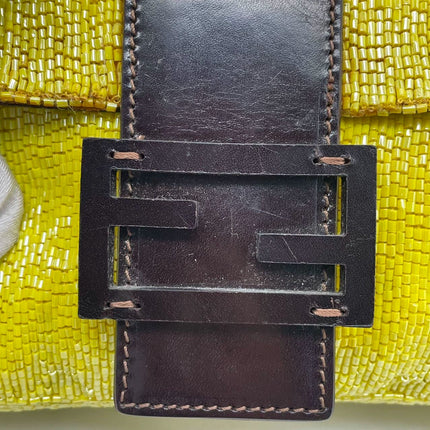 Fendi Baguette Vintage Shoulder bag with Glitter Yellow Beads