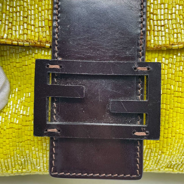 Fendi Baguette Vintage Shoulder bag with Glitter Yellow Beads
