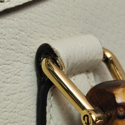 Gucci Diana Small East West Cream White Leather Bag Bamboo Handle with Strap