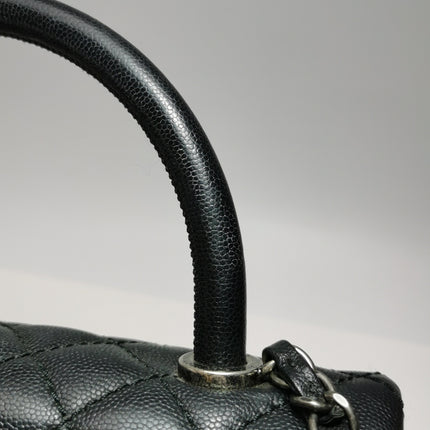 Chanel Coco Handle Medium Black Caviar Leather Silver Hardware, 2016