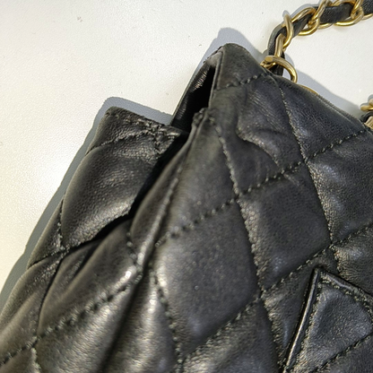 Chanel Now and Forever Large Flap Bag Black Lambskin Gold HW, 2013-14