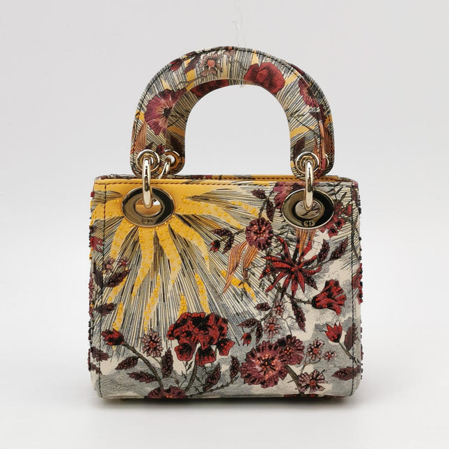 Lady Dior Mini Embroidered Phoenix Cloth Multicolor Handbag
