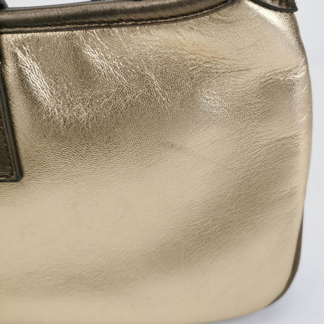 Gucci Jackie Vintage Mini Gold Lambskin Leather Brown Calfskin Leather