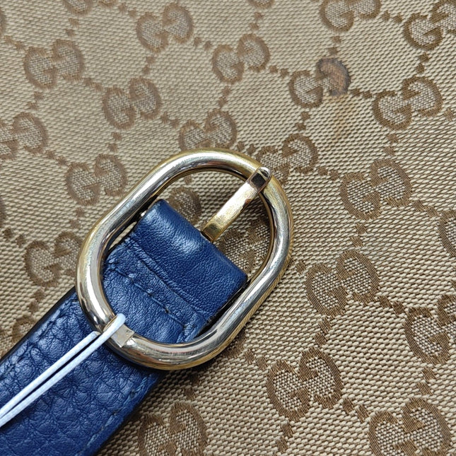 Gucci Jackie 1961 Soft Medium Navy Leather and Monogram