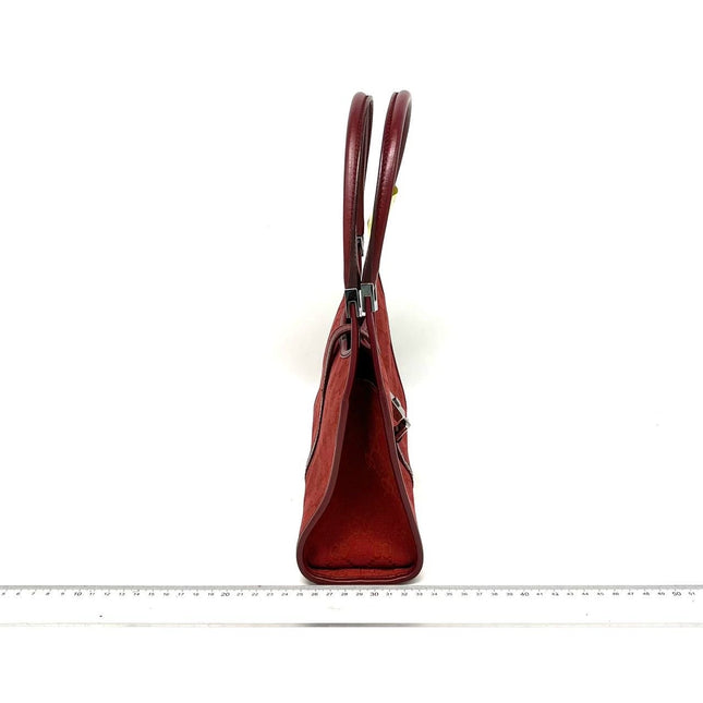 Gucci Jackie Vintage Red Monogram Fabric and Leather Shoulder Bag