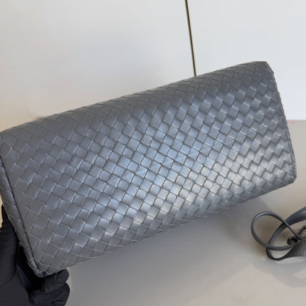 Bottega Veneta Roma Handbag Intrecciato Nappa Leather Grey Small 30cm
